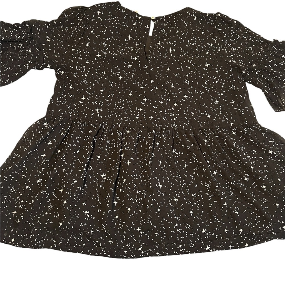 Davi and Dani Medium Black Starry Night Long Sleeve Blouse